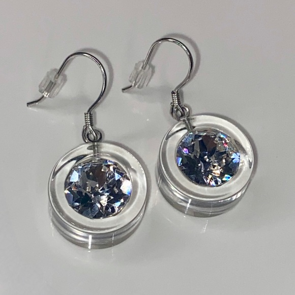 Women’s Crystal Acrylic Drop Earrings, Dangle Drop Style, Statement Earrings - Picture 11 of 12